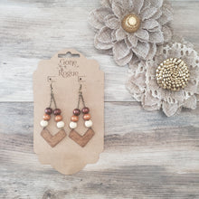Load image into Gallery viewer, Gone Rogue Boutique Beaded Chevron Earrings in brown
