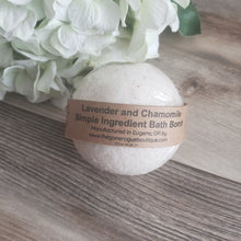 Load image into Gallery viewer, Lavender and Chamomile low fragrance bath bomb