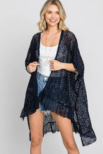 Load image into Gallery viewer, JADE BY JANE- LACE OVERSIZE RUFFLE KIMONO- BLACK
