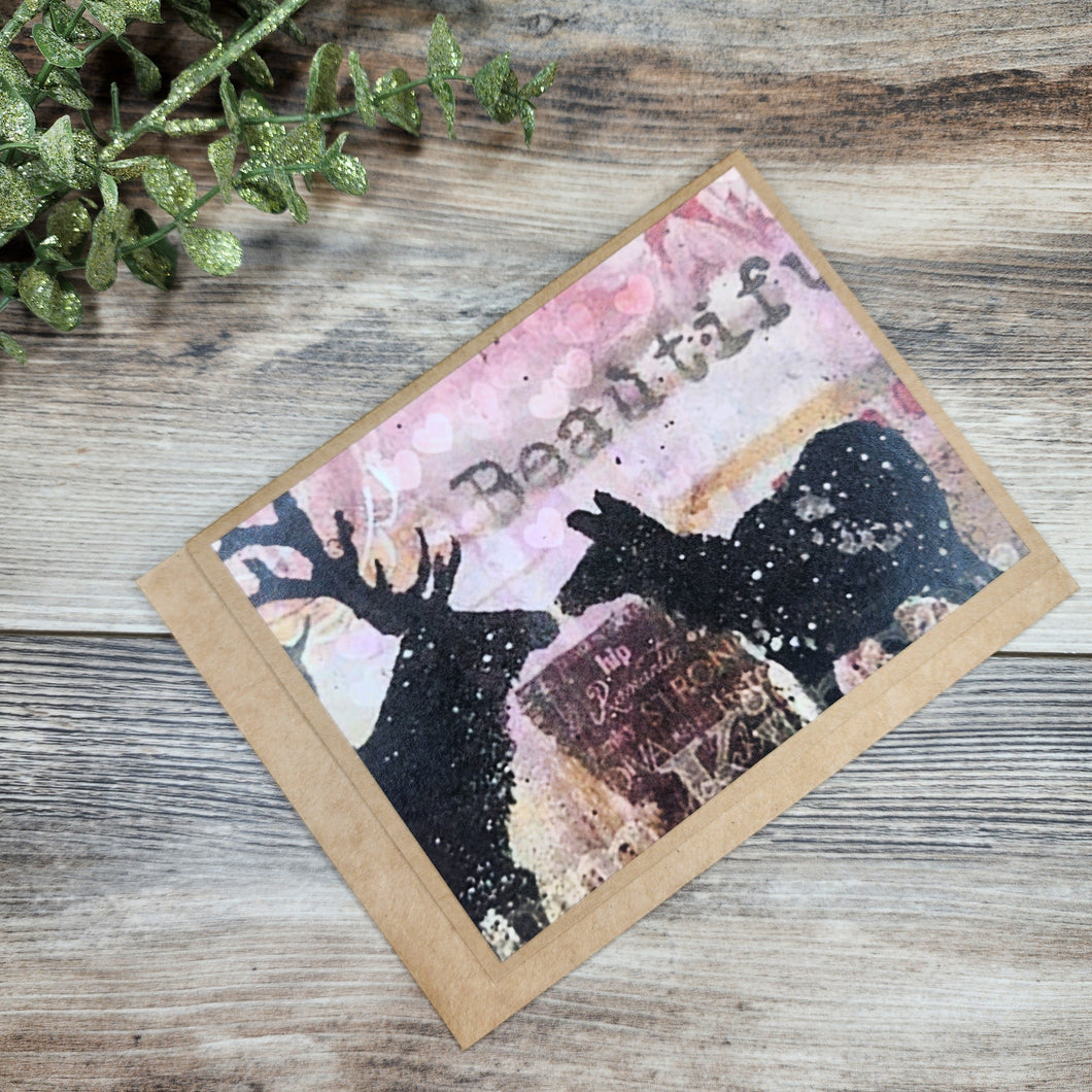 Beautiful buck and doe greeting card