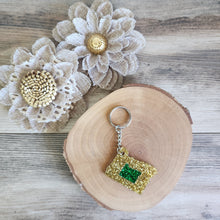 Load image into Gallery viewer, Oregon Green/ Gold Glitter keychains
