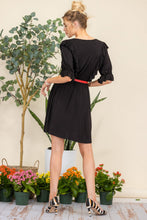 Load image into Gallery viewer, Celeste Clothing- V neck ruffled dress (belt not included)- Black
