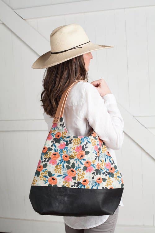 NW Convertible Tote In Bloom Floral Linen Canvas