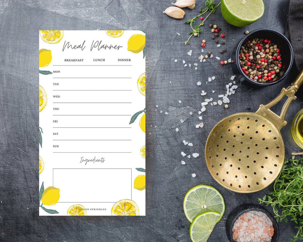 Weekly Meal Planner Notepad | Lemons Notepad Meal Plans