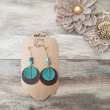 Load image into Gallery viewer, Gone Rogue Boutique Leather and turquoise howlite arrow earrings
