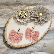 Load image into Gallery viewer, Macrame feather earrings- 4 colors
