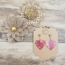 Load image into Gallery viewer, Acrylic and Alcohol ink heart earrings
