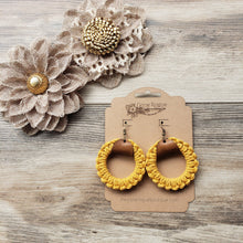 Load image into Gallery viewer, Spring Macrame hoop and leather earrings
