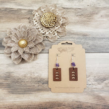 Load image into Gallery viewer, Leather Chevron and amethyst earrings
