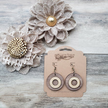 Load image into Gallery viewer, Walnut and bamboo dangly earrings
