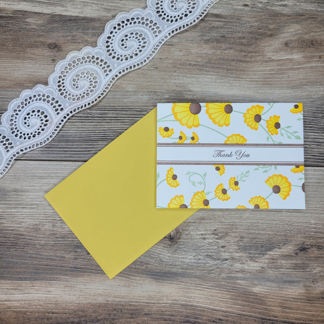 Yellow Wildflower Thank you card by Twin Ravens Press