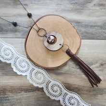 Load image into Gallery viewer, Stone and leather tassel necklace
