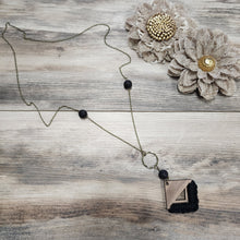 Load image into Gallery viewer, Black Lava stone and walnut necklace

