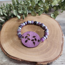 Load image into Gallery viewer, Purple heart wood pendant bracelet
