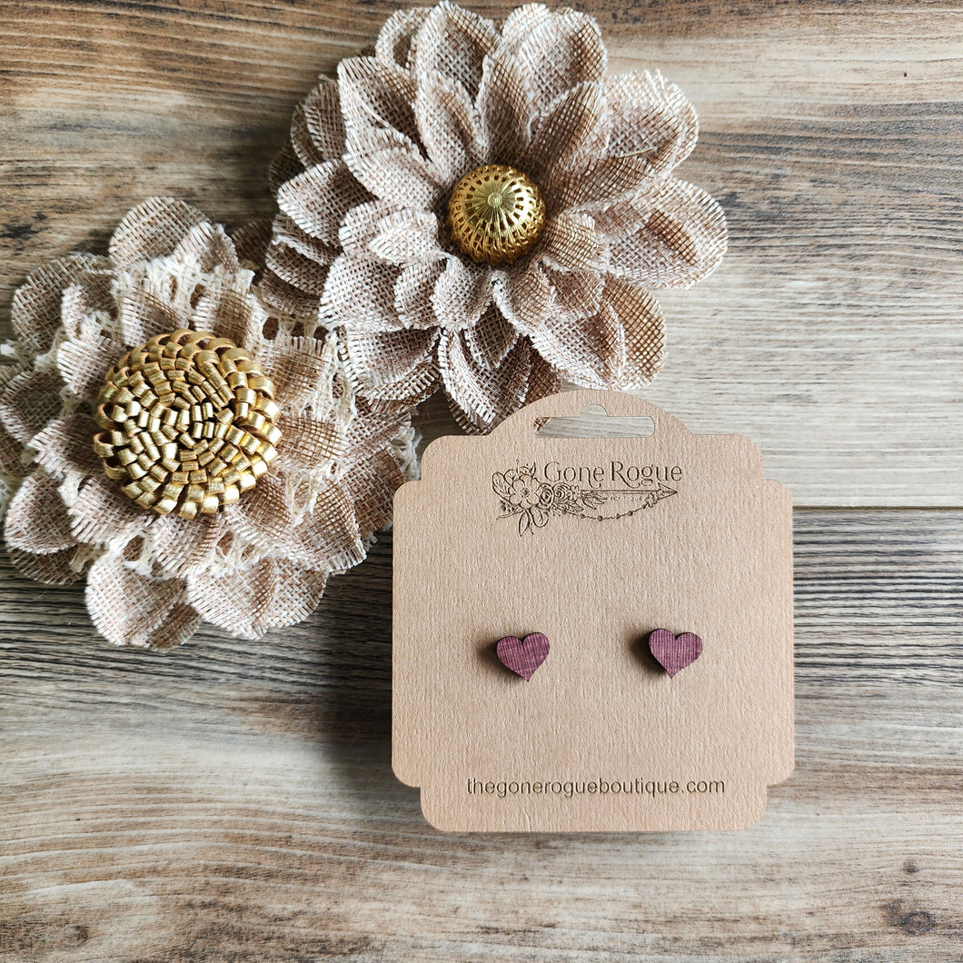 Purple Heart wood stud earrings