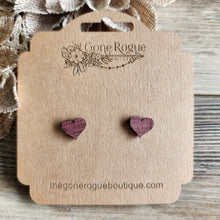 Load image into Gallery viewer, Purple Heart wood stud earrings
