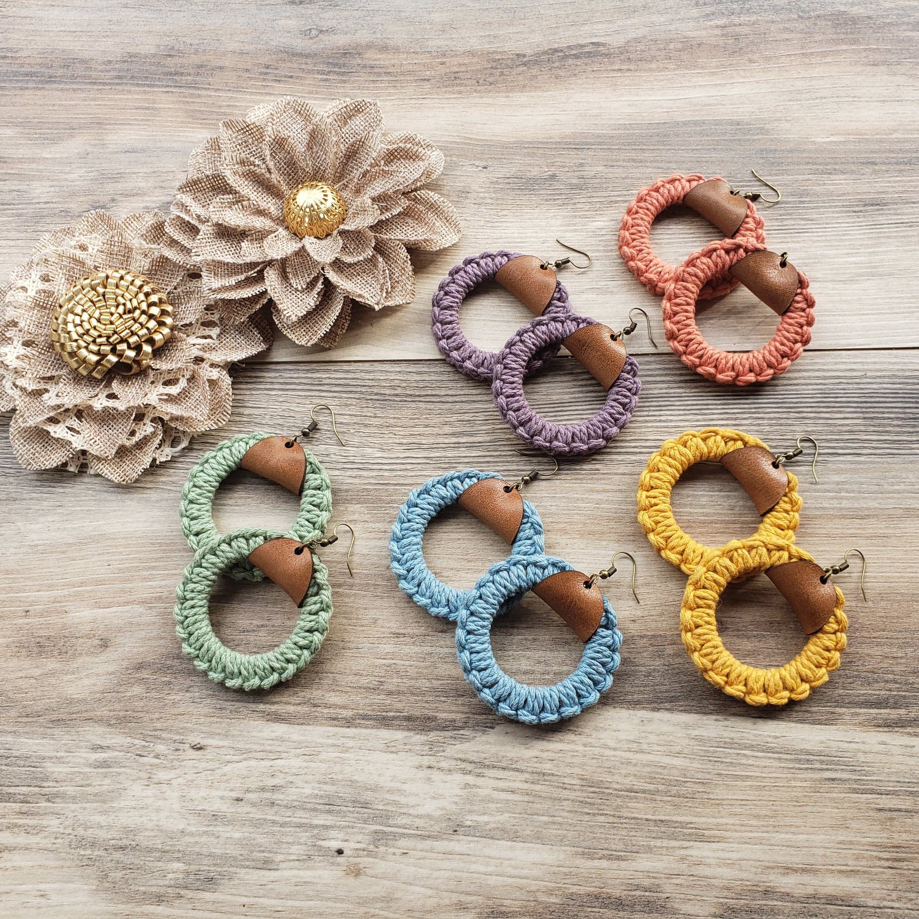 Spring Macrame hoop and leather earrings – Gone Rogue Boutique