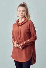 Load image into Gallery viewer, JADE BY JANE - COWL NECK BUTTON TAB SLEEVE TUNIC
