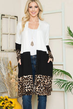 Load image into Gallery viewer, Celeste Clothing- Ivory/Leopard Cardigan
