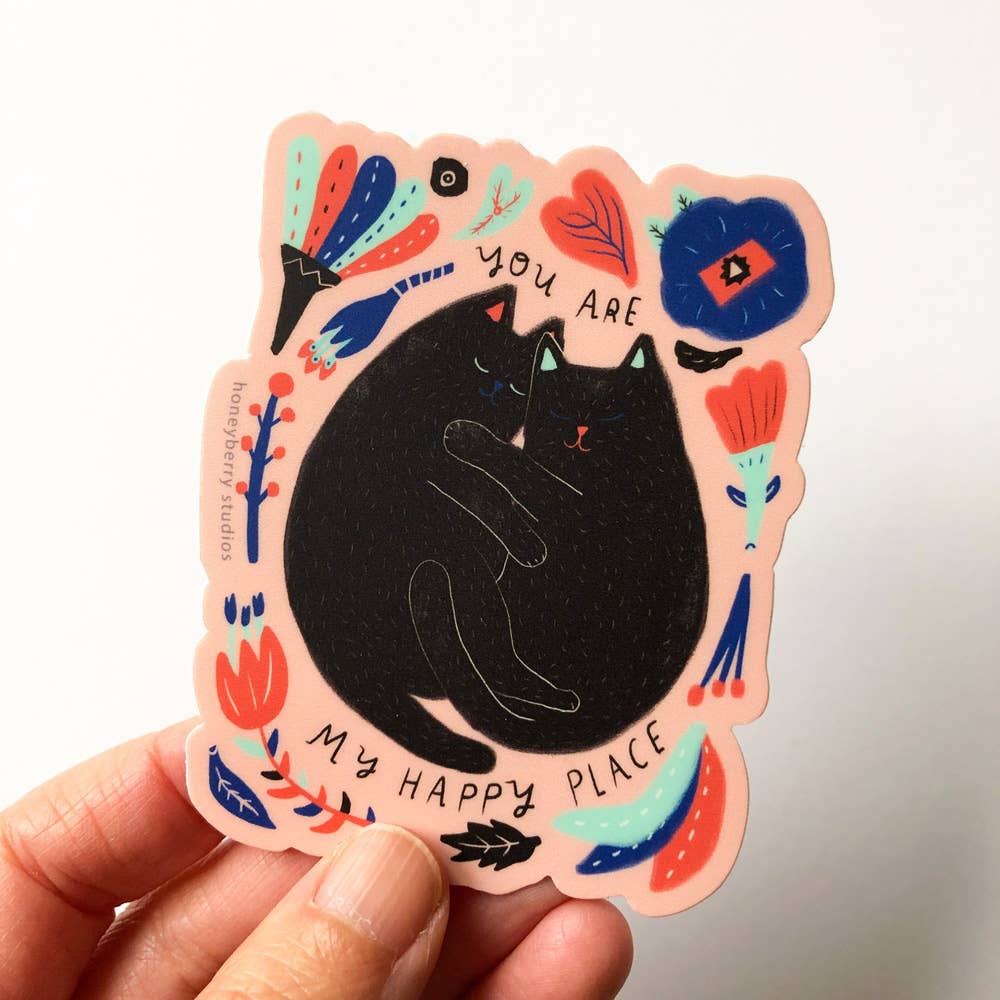 Honeyberry Studios - Kitty You Are My Happy Place Vinyl Sticker