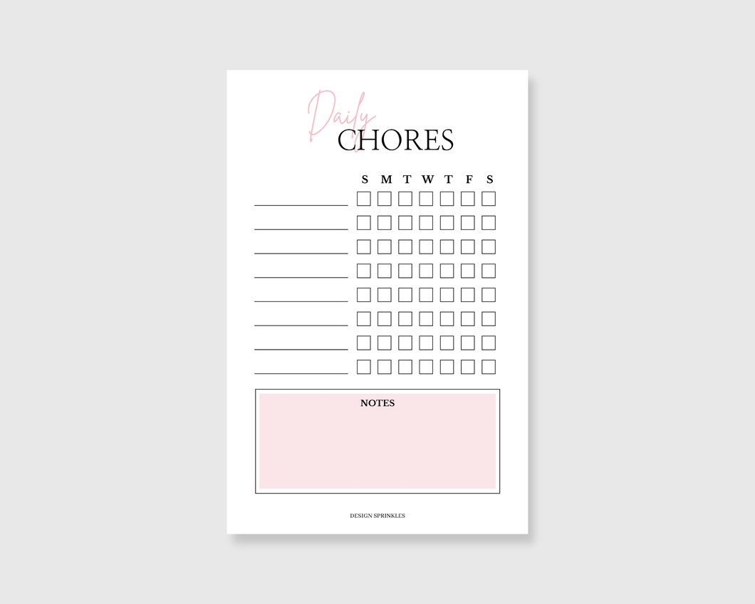Design Sprinkles - Pink Weekly Planner & Daily Chores Notepads