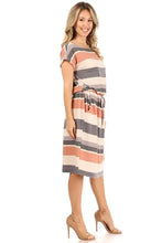 Load image into Gallery viewer, Chris and Carol-  Striped midi dress
