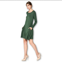 Load image into Gallery viewer, LK Luv- Long Sleeve Modern Tunic Dress:  Green
