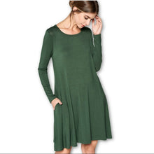 Load image into Gallery viewer, LK Luv- Long Sleeve Modern Tunic Dress:  Green
