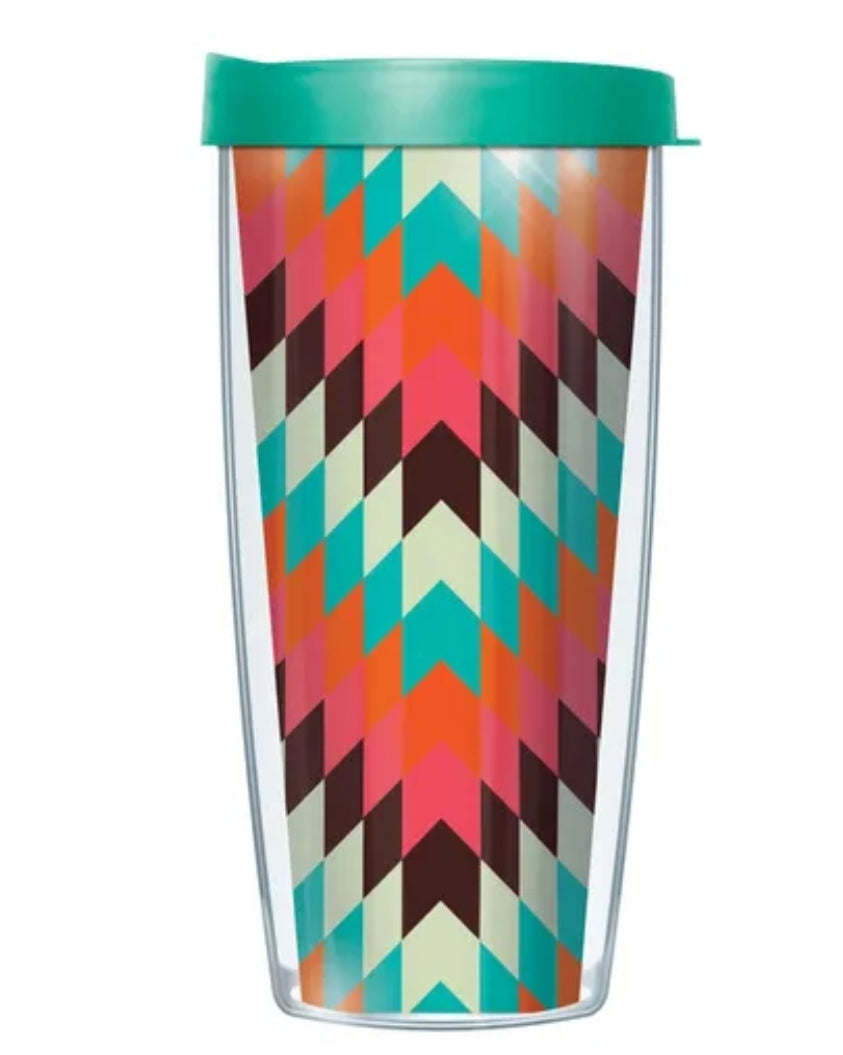 Boho Chic 16 oz. tumbler with teal lid
