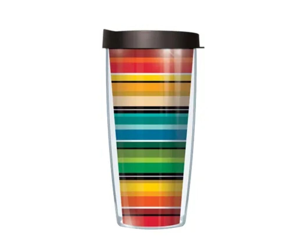 Colorful stripes 16 oz. tumbler with black lid