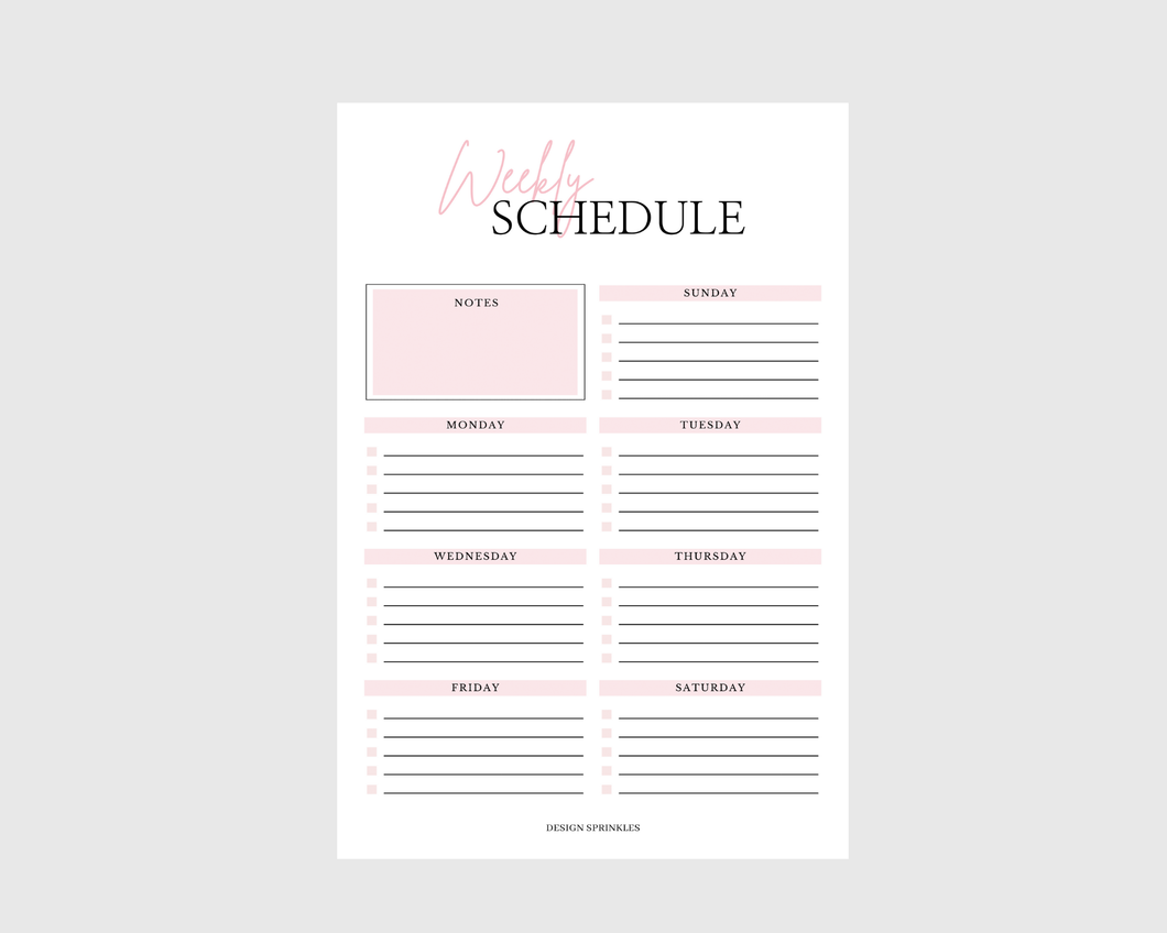 Design Sprinkles - Pink Weekly Planner & Daily Chores Notepads