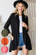 Load image into Gallery viewer, JADE BY JANE - SOLID MID SLEEVE RUFFLE CARDIGAN
