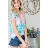 Load image into Gallery viewer, Lovely J-  Tie Dye V Neck Tee

