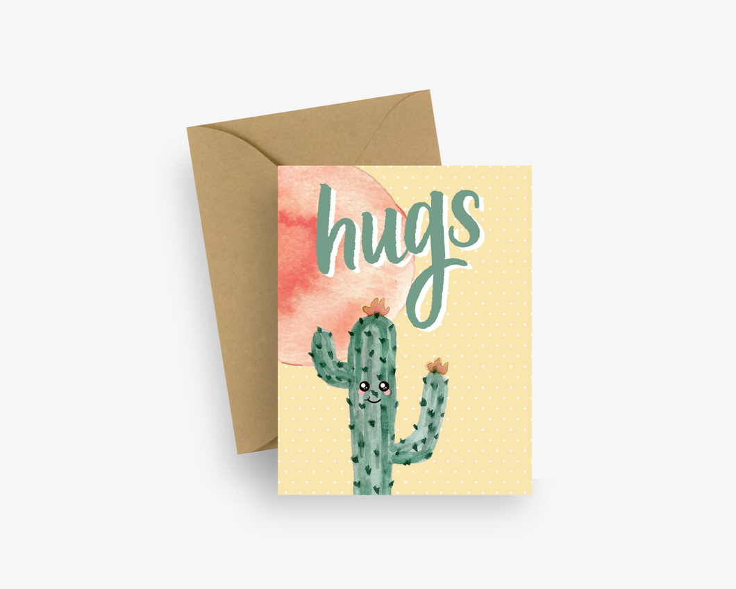 Design Sprinkles - Cactus Hugs Get Well Soon Yellow Sympathy Greeting Card