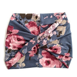 Crunchy Love Co. Denim Floral Women's Wide Headband